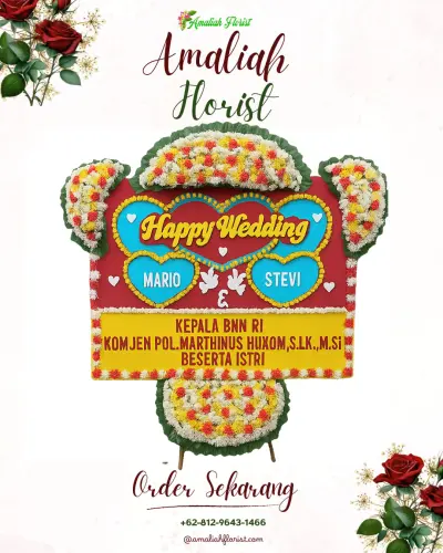 Karangan Papan Bunga Pernikahan di Sengi